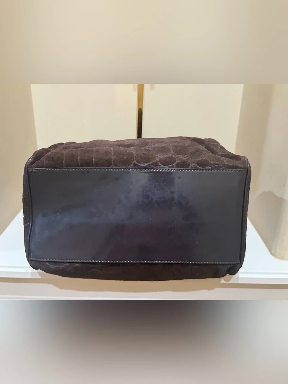 Kate Spade New York Croc 🐊 Embossed Suede Patent leather satchel bag